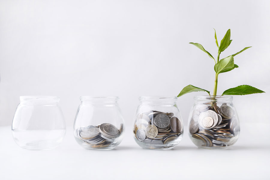 coins in jars placed at a Harlingen credit union